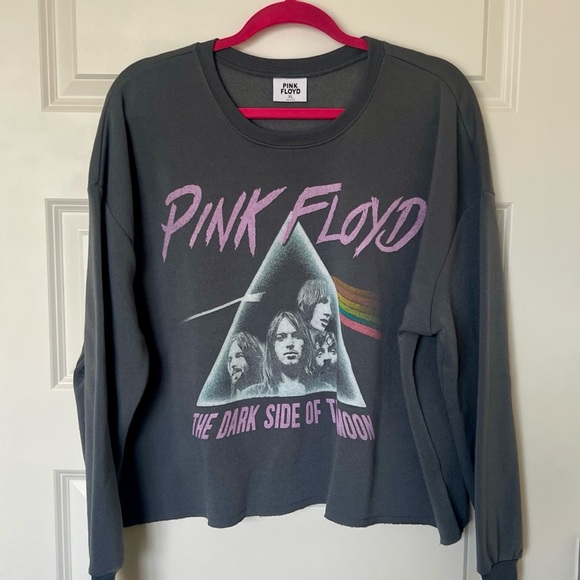 Pink Floyd Tops - Pink Floyd Graphic Gray Cropped Sweatshirt